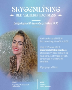 Skyggnilýsing, Valgerður bachmann, ársspá, draugar, miðill, spá og miðlun, draumar, þrónuarhópur, andlega málefni, tilfinningar, sjálfsvinna,Sálarrannsókarfélag Íslands, dáleiðsla, Valgerður Bachmann, Tarot spil, dáði folk, hreinsa hús, spákona, spil, draugur, reimt, dáleiða, námskeið, miðilsfundur, dáleiðsla, dáliða, sálarannsóknarfélag Ísland, sáló, Skipholt 50d